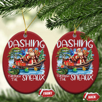 Funny Xmas Cajun Louisiana Christmas Ornament Dashing Through The Sneaux Santa Alligator - Wonder Print Shop