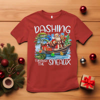 Funny Christmas Cajun Louisiana T Shirt Dashing Through The Sneaux Santa Alligator - Wonder Print Shop