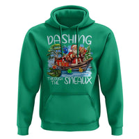 Funny Christmas Cajun Louisiana Hoodie Dashing Through The Sneaux Santa Alligator