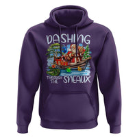Funny Christmas Cajun Louisiana Hoodie Dashing Through The Sneaux Santa Alligator