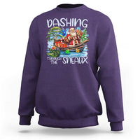Funny Christmas Cajun Louisiana Sweatshirt Dashing Through The Sneaux Santa Alligator - Wonder Print Shop