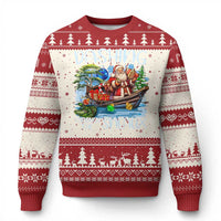 Funny Xmas Cajun Louisiana Ugly Christmas Sweater Dashing Through The Sneaux Santa Alligator - Wonder Print Shop