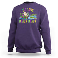 Funny Christmas Cajun Louisiana Sweatshirt Heaux Heaux Heaux Santa Alligator - Wonder Print Shop