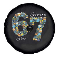 Funny Hanukkah 67 Spare Tire Cover Six Seven Meme Chanukah Dreidel Gelt Star Of David - Wonder Print Shop