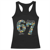 Funny Hanukkah 67 Racerback Tank Top Six Seven Meme Chanukah Dreidel Gelt Star Of David - Wonder Print Shop