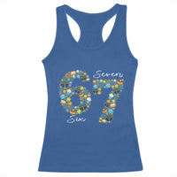Funny Hanukkah 67 Racerback Tank Top Six Seven Meme Chanukah Dreidel Gelt Star Of David - Wonder Print Shop