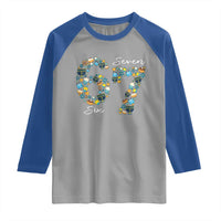 Funny Hanukkah 67 Raglan Shirt Six Seven Meme Chanukah Dreidel Gelt Star Of David - Wonder Print Shop