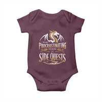I Am Not Procrastinating I Am Doing Side Quest Baby Onesie Fantasy Game Dragon - Wonder Print Shop