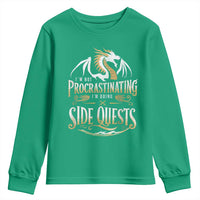 I Am Not Procrastinating I Am Doing Side Quest Youth Sweatshirt Fantasy Game Dragon - Wonder Print Shop