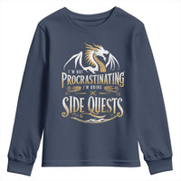 I Am Not Procrastinating I Am Doing Side Quest Youth Sweatshirt Fantasy Game Dragon - Wonder Print Shop