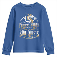 I Am Not Procrastinating I Am Doing Side Quest Youth Sweatshirt Fantasy Game Dragon - Wonder Print Shop