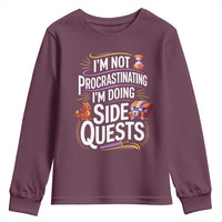 Funny I Am Not Procrastinating I Am Doing Side Quests Youth Sweatshirt Fantasy RPG Gamer - Wonder Print Shop