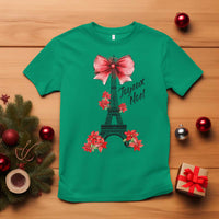 Joyeux Noel Eiffel Tower T Shirt Christmas In French Coquette Bow - Wonder Print Shop