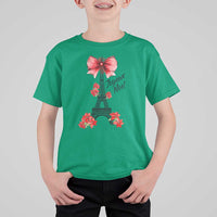 Joyeux Noel Eiffel Tower T Shirt For Kid Christmas In French Coquette Bow - Wonder Print Shop