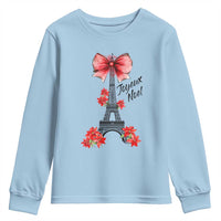 Joyeux Noel Eiffel Tower Youth Sweatshirt Christmas In French Coquette Bow - Wonder Print Shop