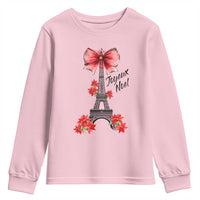 Joyeux Noel Eiffel Tower Youth Sweatshirt Christmas In French Coquette Bow - Wonder Print Shop
