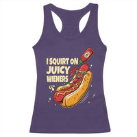 Funny I Squirt On Juicy Wieners Racerback Tank Top Inappropriate Dirty Adult Humor Hot Dog Joke - Wonder Print Shop