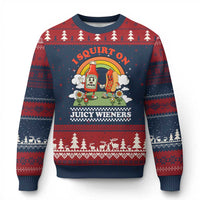 Funny I Squirt On Juicy Wieners Ugly Christmas Sweater Adult Humor Dirty Gag Hot Dog Joke - Wonder Print Shop