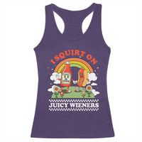 Funny I Squirt On Juicy Wieners Racerback Tank Top Adult Humor Dirty Gag Hot Dog Joke - Wonder Print Shop