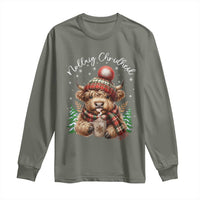 Scottish Christmas Long Sleeve Shirt Nollaig Chridheil Gaelic Xmas Higland Cow - Wonder Print Shop