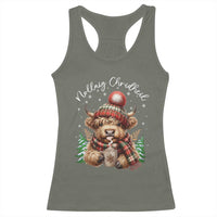 Scottish Christmas Racerback Tank Top Nollaig Chridheil Gaelic Xmas Higland Cow - Wonder Print Shop