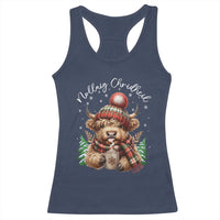 Scottish Christmas Racerback Tank Top Nollaig Chridheil Gaelic Xmas Higland Cow - Wonder Print Shop