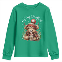 Scottish Christmas Youth Sweatshirt Nollaig Chridheil Gaelic Xmas Higland Cow - Wonder Print Shop