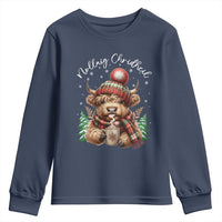 Scottish Christmas Youth Sweatshirt Nollaig Chridheil Gaelic Xmas Higland Cow - Wonder Print Shop