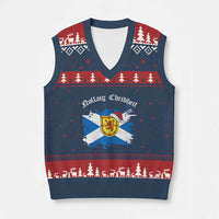 Scottish Xmas V-Neck Knit Sweater Vest Nollaig Chridheil Gaelic Xmas Scotland Lion Rampant - Wonder Print Shop