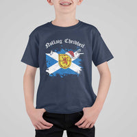 Scottish Christmas T Shirt For Kid Nollaig Chridheil Gaelic Xmas Scotland Lion Rampant - Wonder Print Shop
