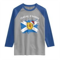 Scottish Christmas Raglan Shirt Nollaig Chridheil Gaelic Xmas Scotland Lion Rampant - Wonder Print Shop