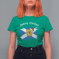 Scottish Christmas T Shirt For Women Nollaig Chridheil Gaelic Xmas Scotland Lion Rampant - Wonder Print Shop