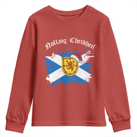 Scottish Christmas Youth Sweatshirt Nollaig Chridheil Gaelic Xmas Scotland Lion Rampant - Wonder Print Shop