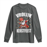 Dutch Christmas Long Sleeve Shirt Vrolijk Kerstfeest Dabiing Sinterklaas Santa - Wonder Print Shop