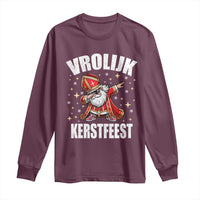 Dutch Christmas Long Sleeve Shirt Vrolijk Kerstfeest Dabiing Sinterklaas Santa - Wonder Print Shop