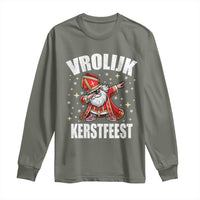 Dutch Christmas Long Sleeve Shirt Vrolijk Kerstfeest Dabiing Sinterklaas Santa - Wonder Print Shop