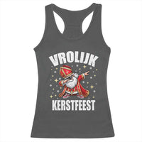 Dutch Christmas Racerback Tank Top Vrolijk Kerstfeest Dabiing Sinterklaas Santa - Wonder Print Shop