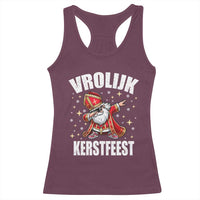 Dutch Christmas Racerback Tank Top Vrolijk Kerstfeest Dabiing Sinterklaas Santa - Wonder Print Shop