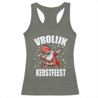 Dutch Christmas Racerback Tank Top Vrolijk Kerstfeest Dabiing Sinterklaas Santa - Wonder Print Shop