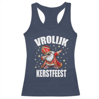 Dutch Christmas Racerback Tank Top Vrolijk Kerstfeest Dabiing Sinterklaas Santa - Wonder Print Shop