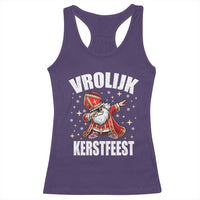 Dutch Christmas Racerback Tank Top Vrolijk Kerstfeest Dabiing Sinterklaas Santa - Wonder Print Shop