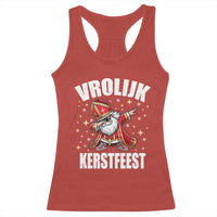 Dutch Christmas Racerback Tank Top Vrolijk Kerstfeest Dabiing Sinterklaas Santa - Wonder Print Shop