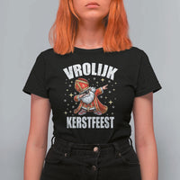 Dutch Christmas T Shirt For Women Vrolijk Kerstfeest Dabiing Sinterklaas Santa - Wonder Print Shop