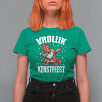 Dutch Christmas T Shirt For Women Vrolijk Kerstfeest Dabiing Sinterklaas Santa - Wonder Print Shop
