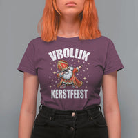 Dutch Christmas T Shirt For Women Vrolijk Kerstfeest Dabiing Sinterklaas Santa - Wonder Print Shop