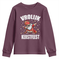 Dutch Christmas Youth Sweatshirt Vrolijk Kerstfeest Dabiing Sinterklaas Santa - Wonder Print Shop