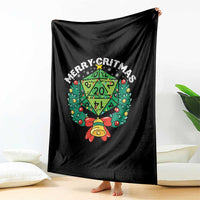 Funny Christmas RPG Throw Blanket Merry Critmas D20 RPG Gamer Dice Gaming Xmas - Wonder Print Shop