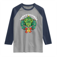 Funny Christmas RPG Raglan Shirt Merry Critmas D20 RPG Gamer Dice Gaming Xmas - Wonder Print Shop