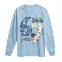 Funny 67 Hanukkah Long Sleeve Shirt Chanukah Menorah Dreidel Six Seven Meme - Wonder Print Shop