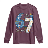 Funny 67 Hanukkah Long Sleeve Shirt Chanukah Menorah Dreidel Six Seven Meme - Wonder Print Shop